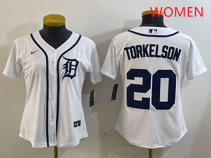Women Detroit Tigers 20 Torkelson White Game 2025 Nike MLB Jersey style 1